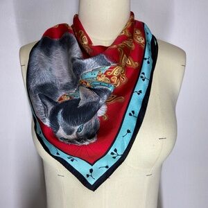 The Metropolitan Museum of Art 100% Silk Red Cat Scarf 2006